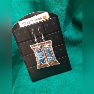 Snickers candy bar earrings